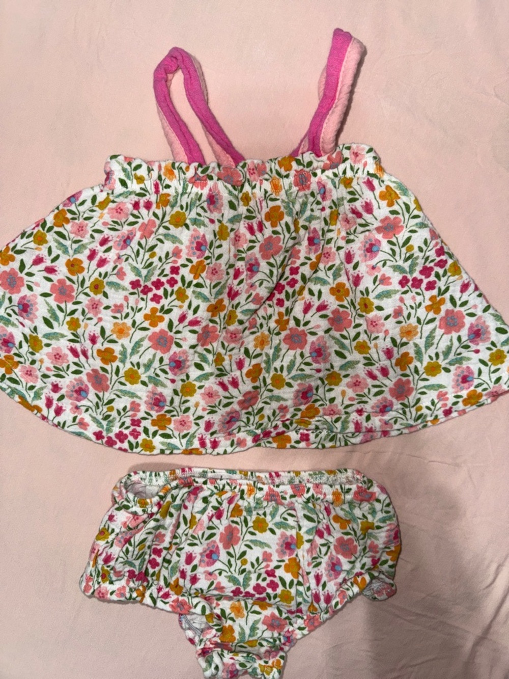 Mud Pie Pink Floral Two-Piece Matching Set 3-6M